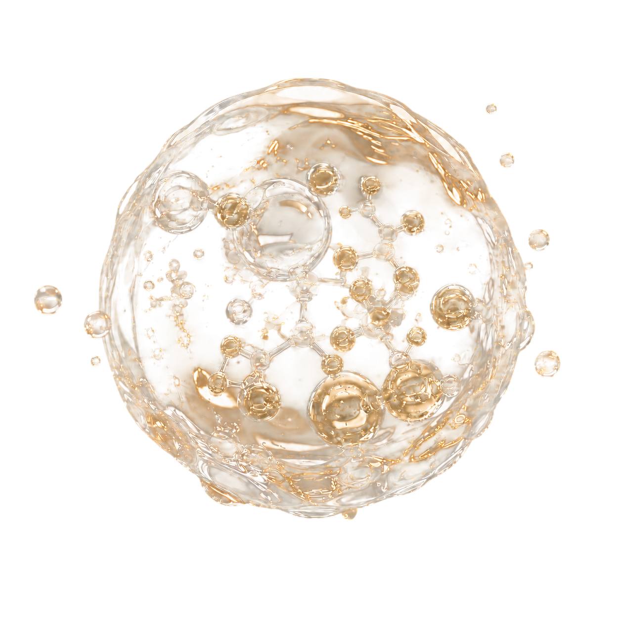 Vizaz 100% water-based hydrogel technology — molecular structure in a transparent gel matrix